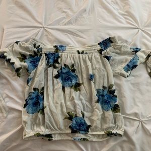 Off the shoulder floral crop top